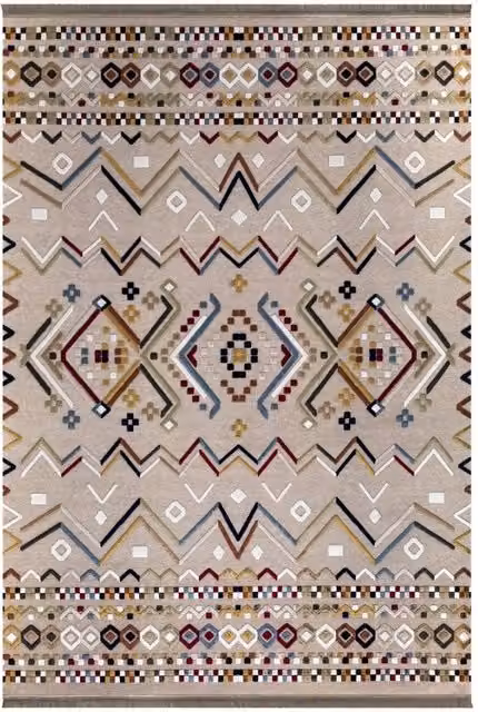 Tappeto rettangolare con decori etnici e astratti multicolor beige antiscivolo L: 160 cm, P: 230 cm – 1