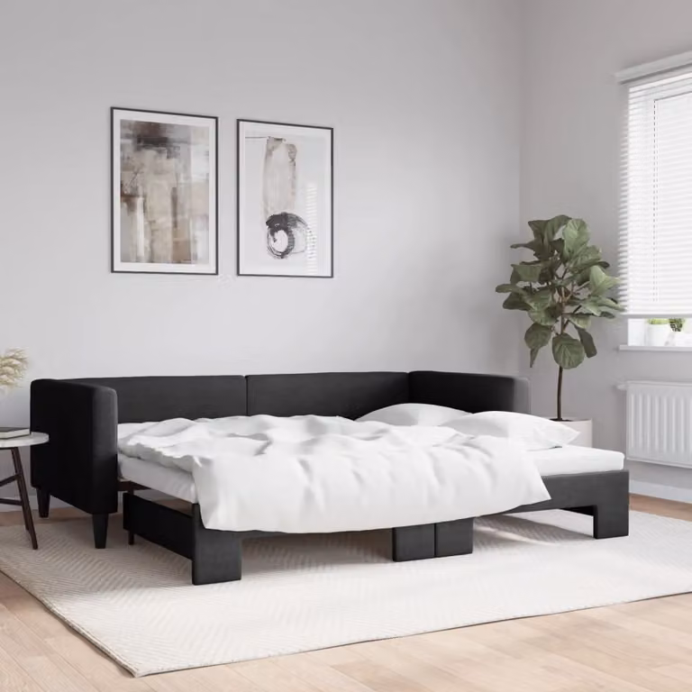Maison Exclusive - Divano letto estraibile nero 90x190 cm in tessuto