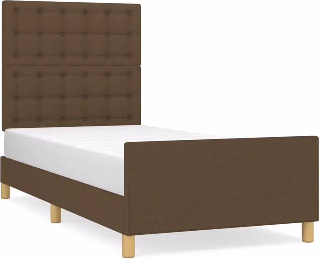 Letto singolo per adulti in legno di larice e tessuto marrone con rete a doghe fisse L/P/H: 200 x 90 x 128 cm