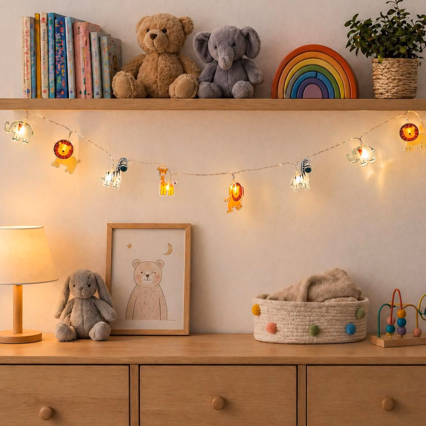 Ghirlanda luminosa a LED ZOO - 10 animaletti luminosi - Alimentazione a batterie - Timer - Lunghezza: 0,9 m - Per interni