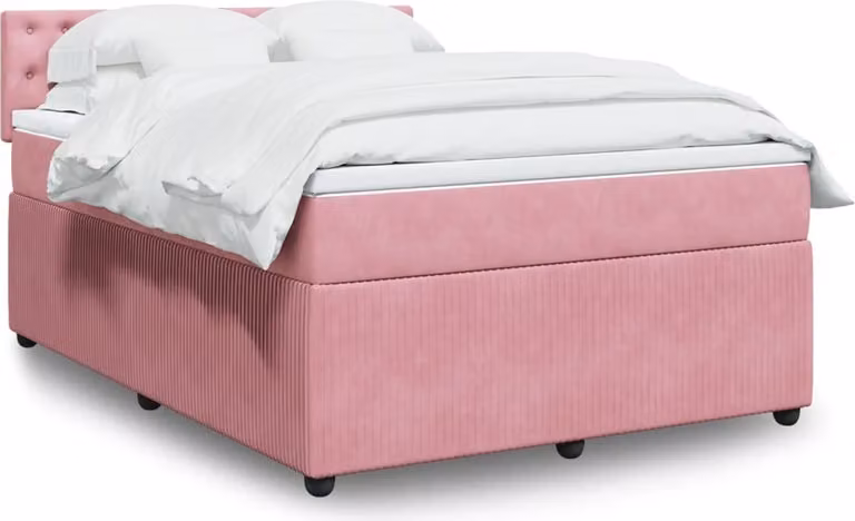 Maison Exclusive - Letto boxspring con materasso Rosa 160x200 cm Velluto