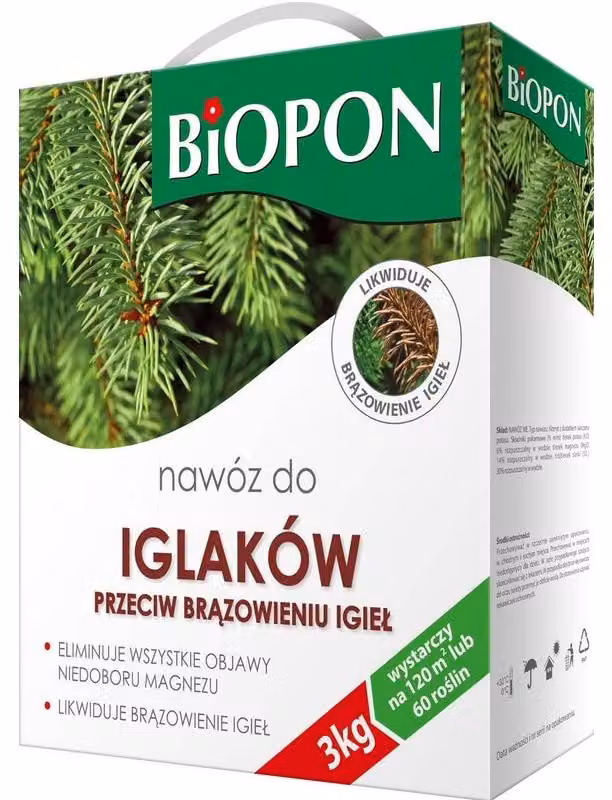 Biopon Concime Per Conifere Contro L'imbrunimento Degli Aghi Granulato 3 Kg Carenze
