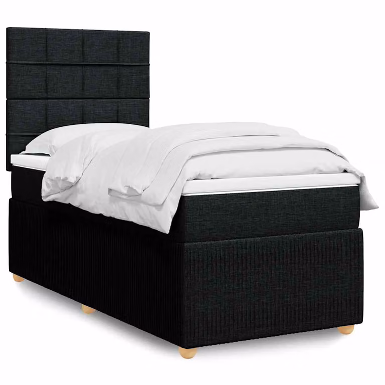 vidaXL Giroletto a Molle con Materasso Ibrido in Tessuto Nero L/P/H: 80 x 200 cm