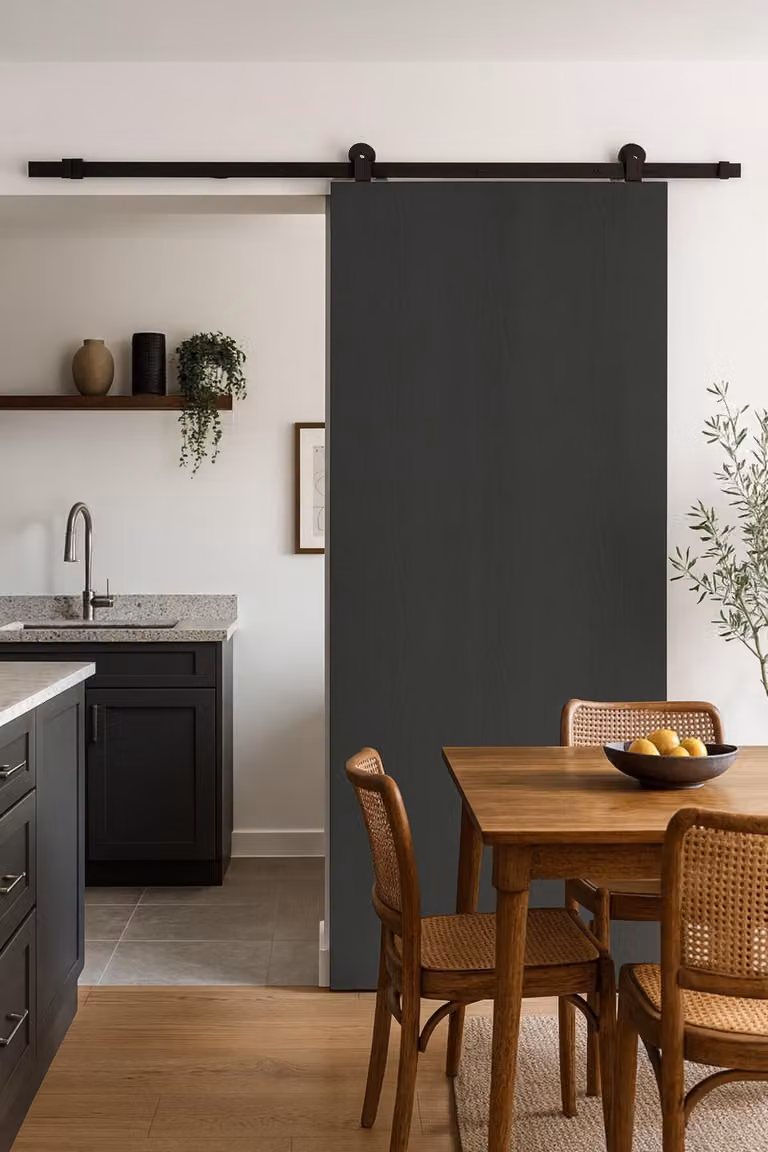 Porta scorrevole Rovere grigio H204 x L73 cm, binario con rotelle per GD MENUISERIES