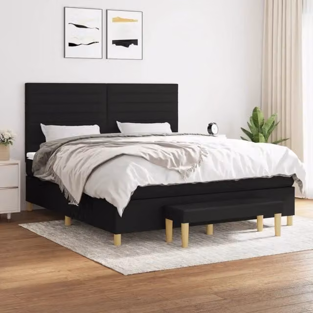 Letto Ibrido con Giroletto a Molle e Materasso vidaXL, Colore Nero e Bianco, L/P/H: 160 x 200 x 203 cm