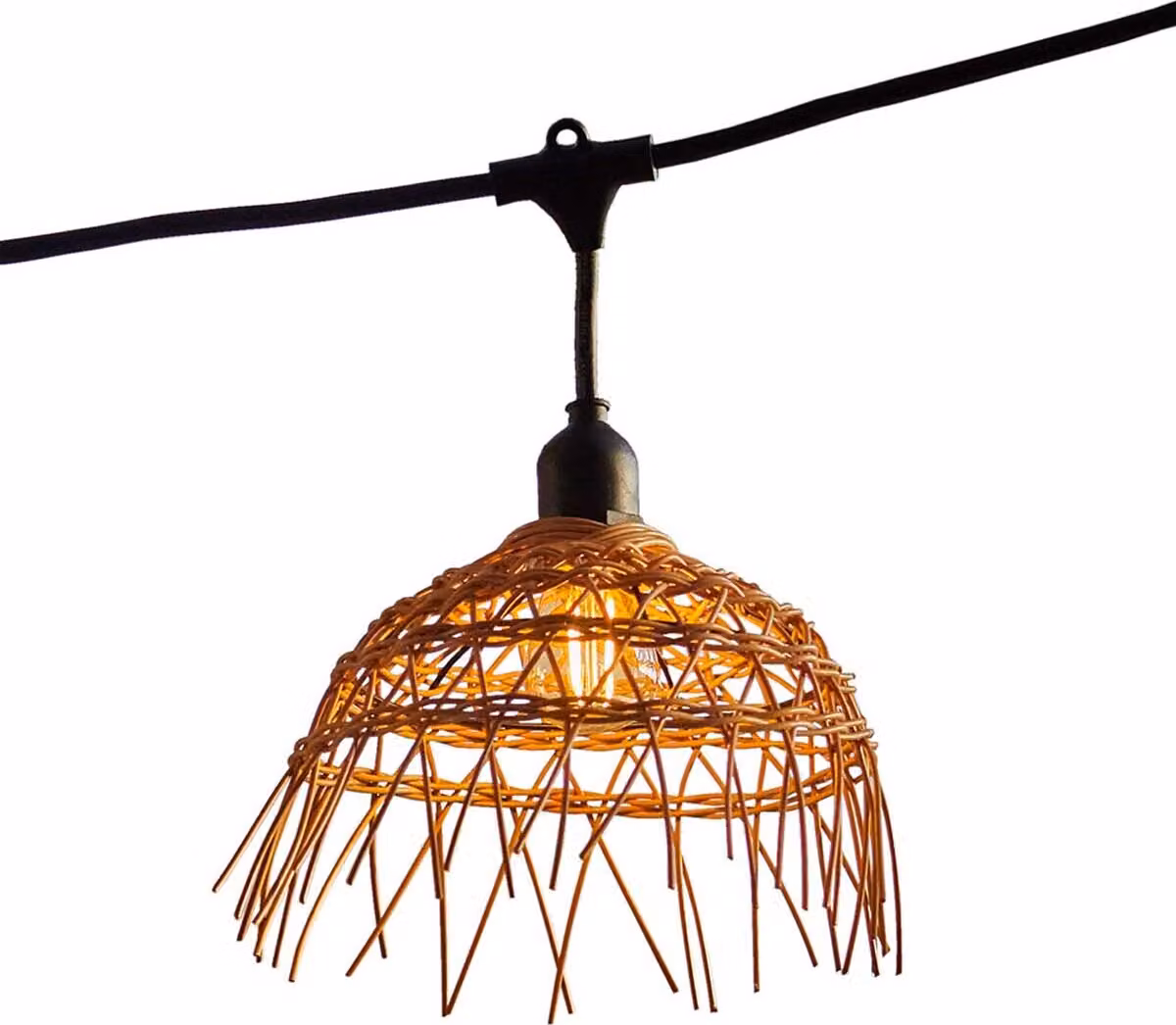 Stringa luminosa da esterno collegabile di 10 m con 20 lampadine a filamento LED E27 bianco caldo HAWAII LIGHT Paralume in polirotina bohémien