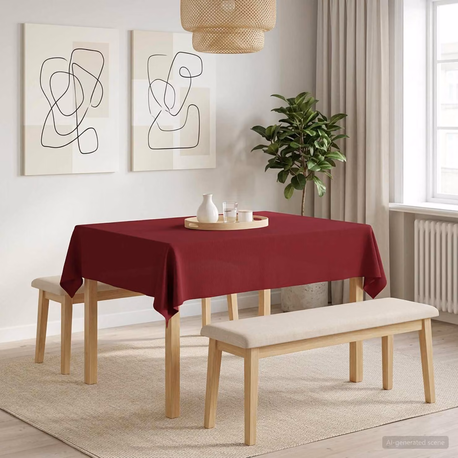 Set di 5 tovaglie rettangolari vidaXL in poliestere, colore rosso vino, L: 110 cm, P: 140 cm