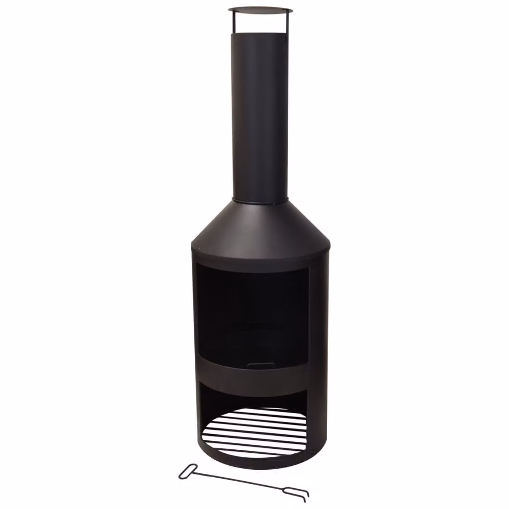 Pro Garden, pozzo di fuoco da giardino in acciaio - 134 cm - nero