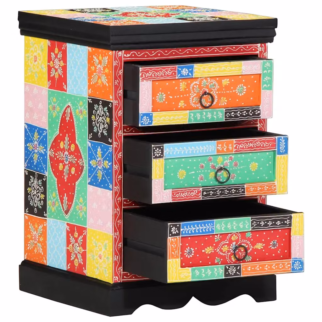 Carrello mobile con cassetti vidaXL multicolore in legno di mango con ruote L/P/H: 40 x 40 x 60 cm
