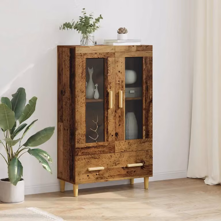 Credenza moderna vidaXL in legno ingegnerizzato marrone con ante in vetro e ripiani interni L/P/H: 70 x 31 x 115 cm