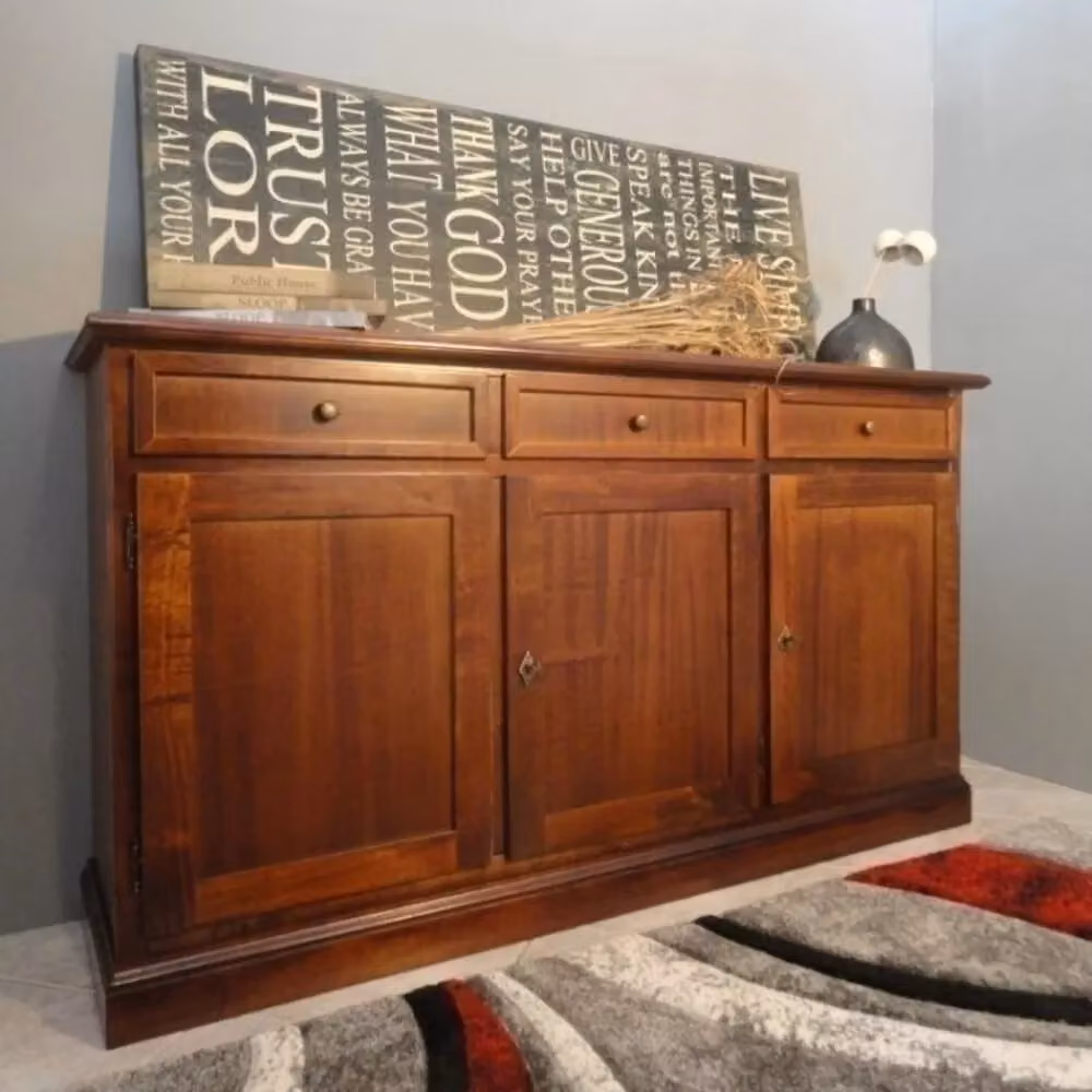 Credenza Mobili 2G in legno marrone con 3 ante e 3 cassetti, Larghezza: 156 cm – 4
