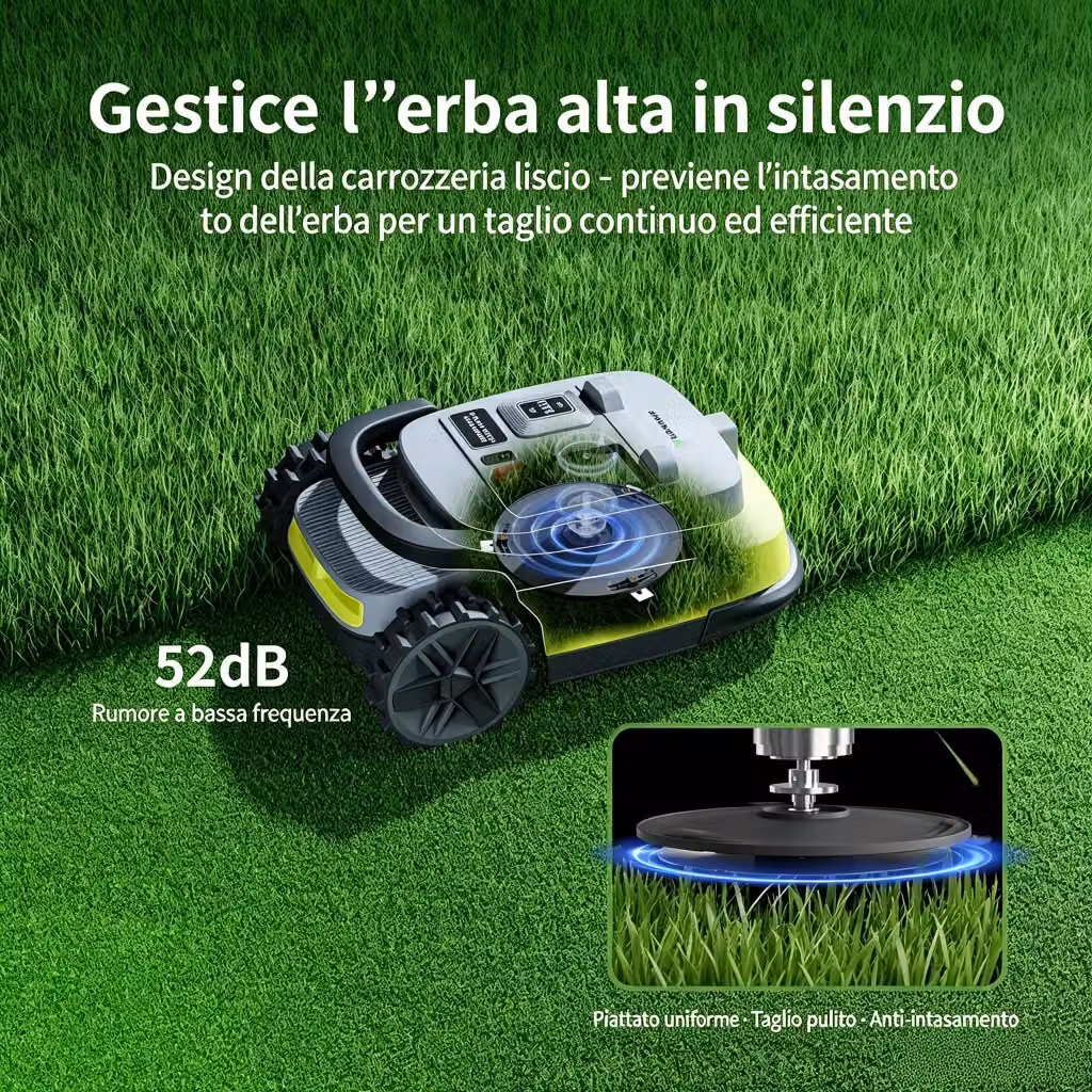 Robot tagliaerba UBHOME M10 con tecnologia RTK e Visione AI per pendenze fino al 55% – 2