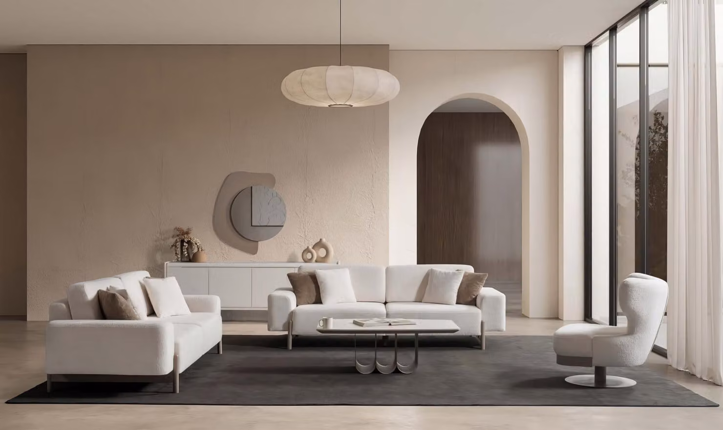 Sofa Set 3 Sitzer Sessel Modern Weiss Edel Luxus Wohnzimmer