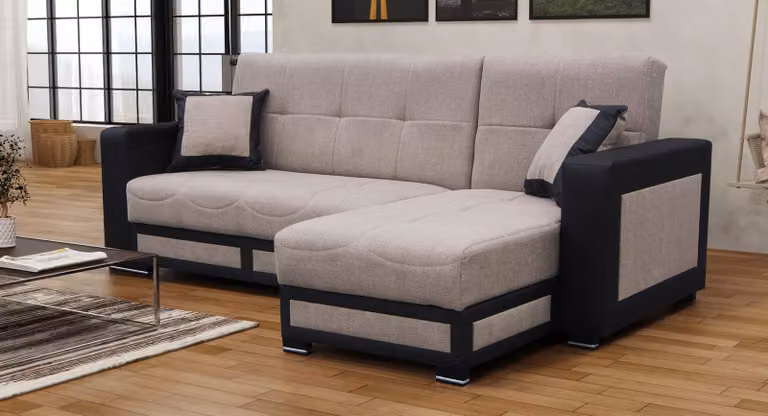 Divano ad angolo con poggiapiedi Set di divani letto Zona giorno Divano di design a forma di L