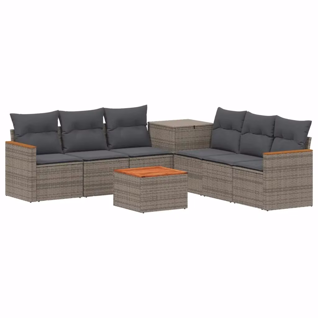 Set di divani da giardino vidaXL in polyrattan grigio e antracite con cuscini e tavolino da caffè, design moderno a forma di U per esterno – 2