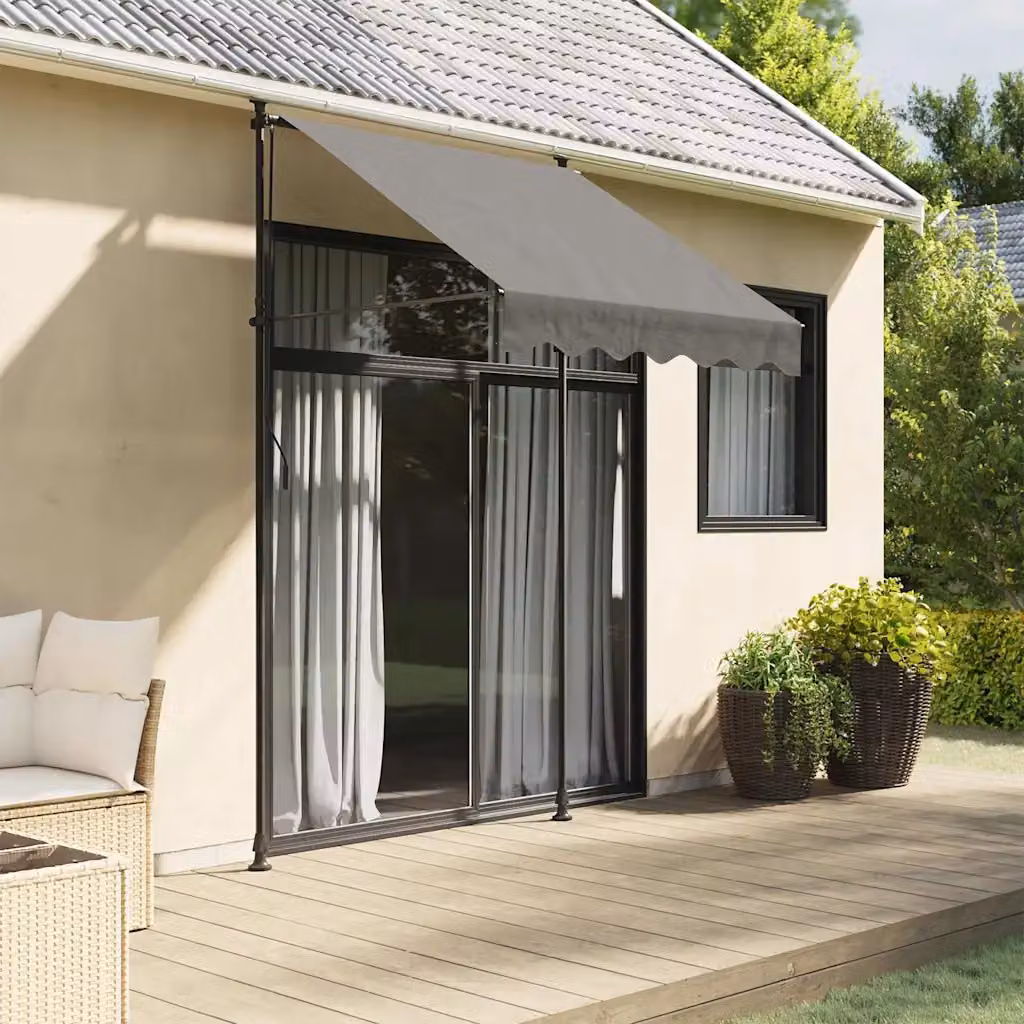 Tenda da Sole Retrattile vidaXL in Acciaio e Poliestere, Colore Antracite, L 300 x P 150 cm