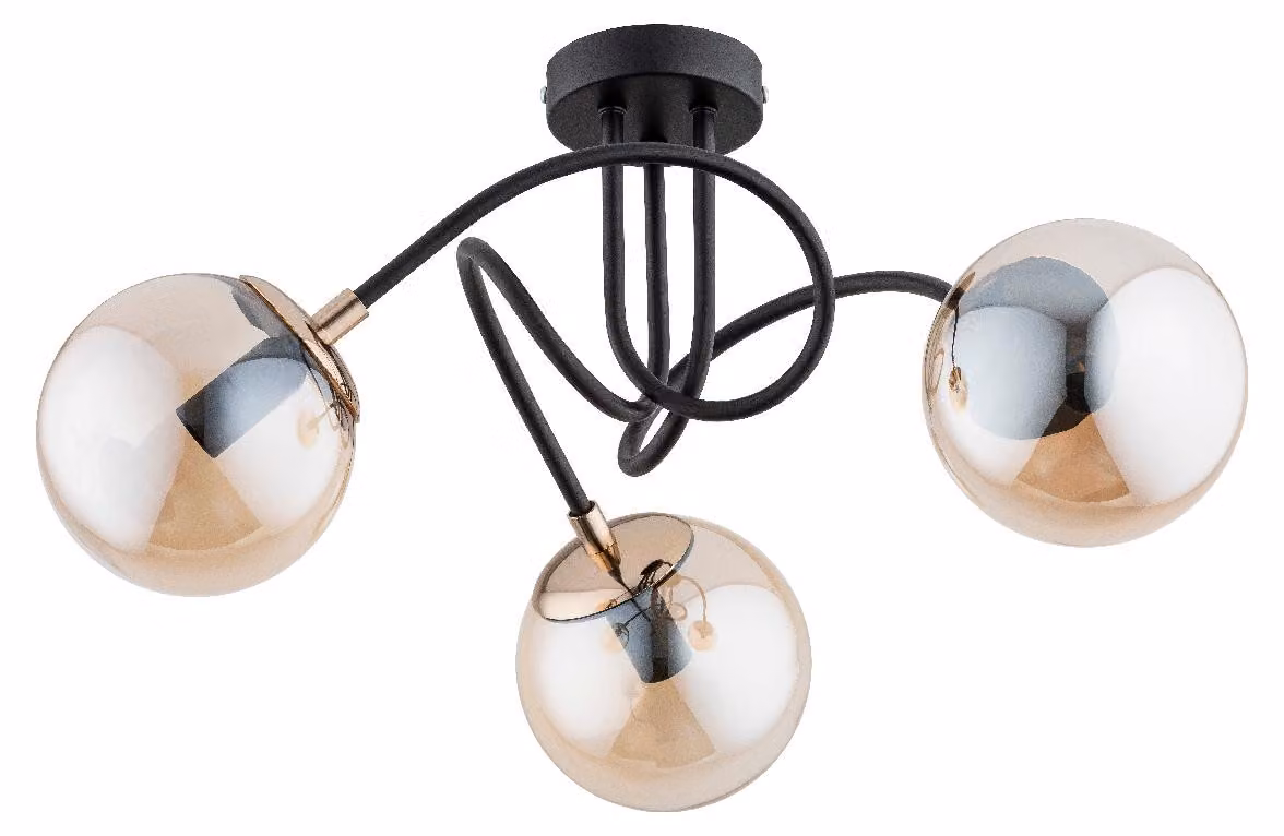 Lampada da soffitto TECTUS nero-ambra-oro 3xE14x10W in metallo, dimensioni: 27,5x48x48 cm, IP20, Alfa