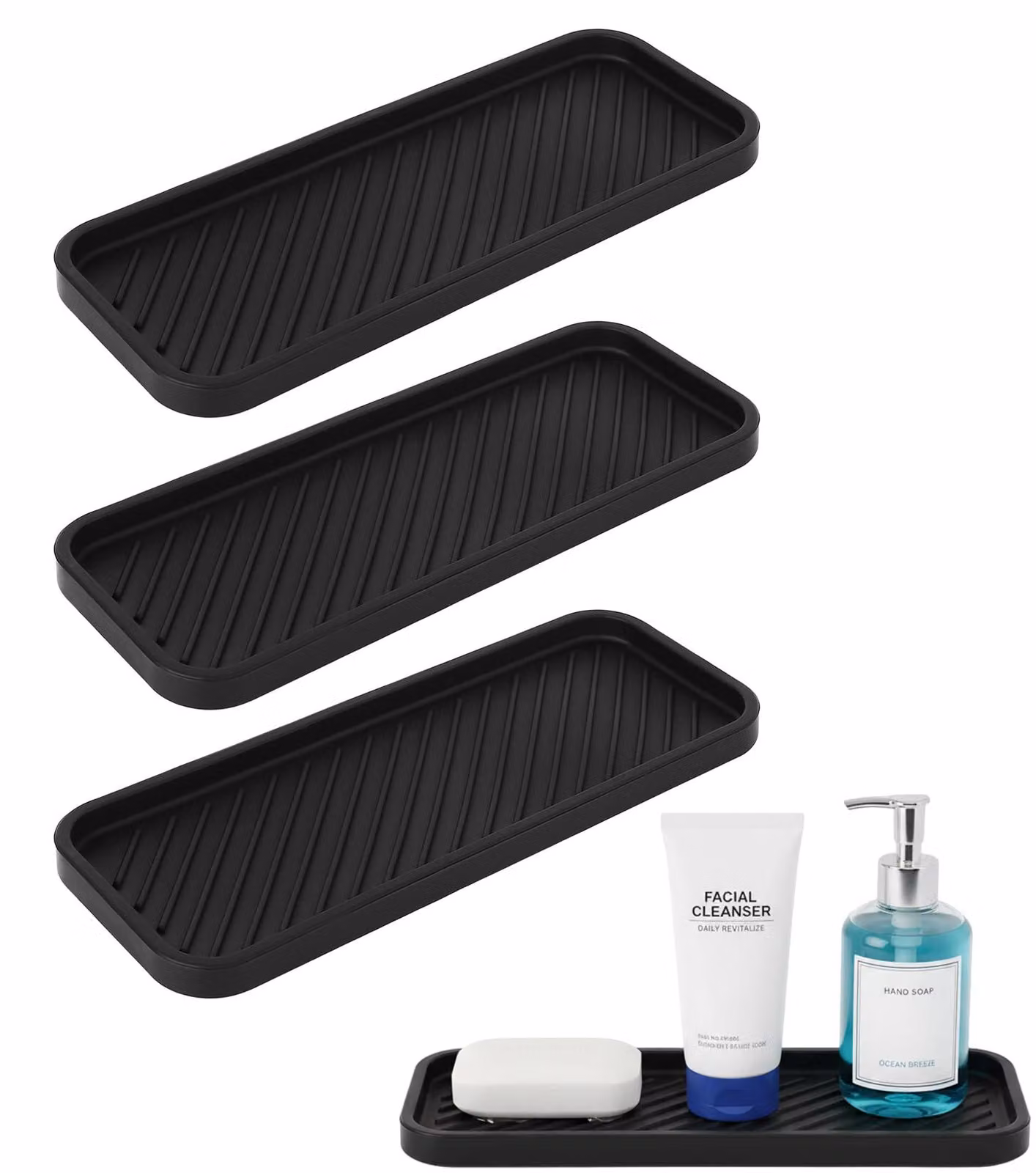 Set di 3 organizer per lavello in silicone - Antiscivolo e multifunzionali - ECC-064