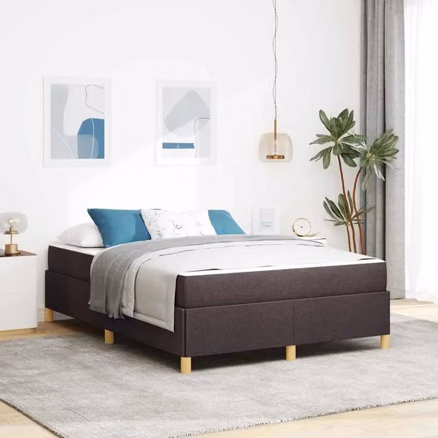Struttura letto imbottita vidaXL in tessuto marrone con legno, L: 160 cm, P: 200 cm, H: 280 cm