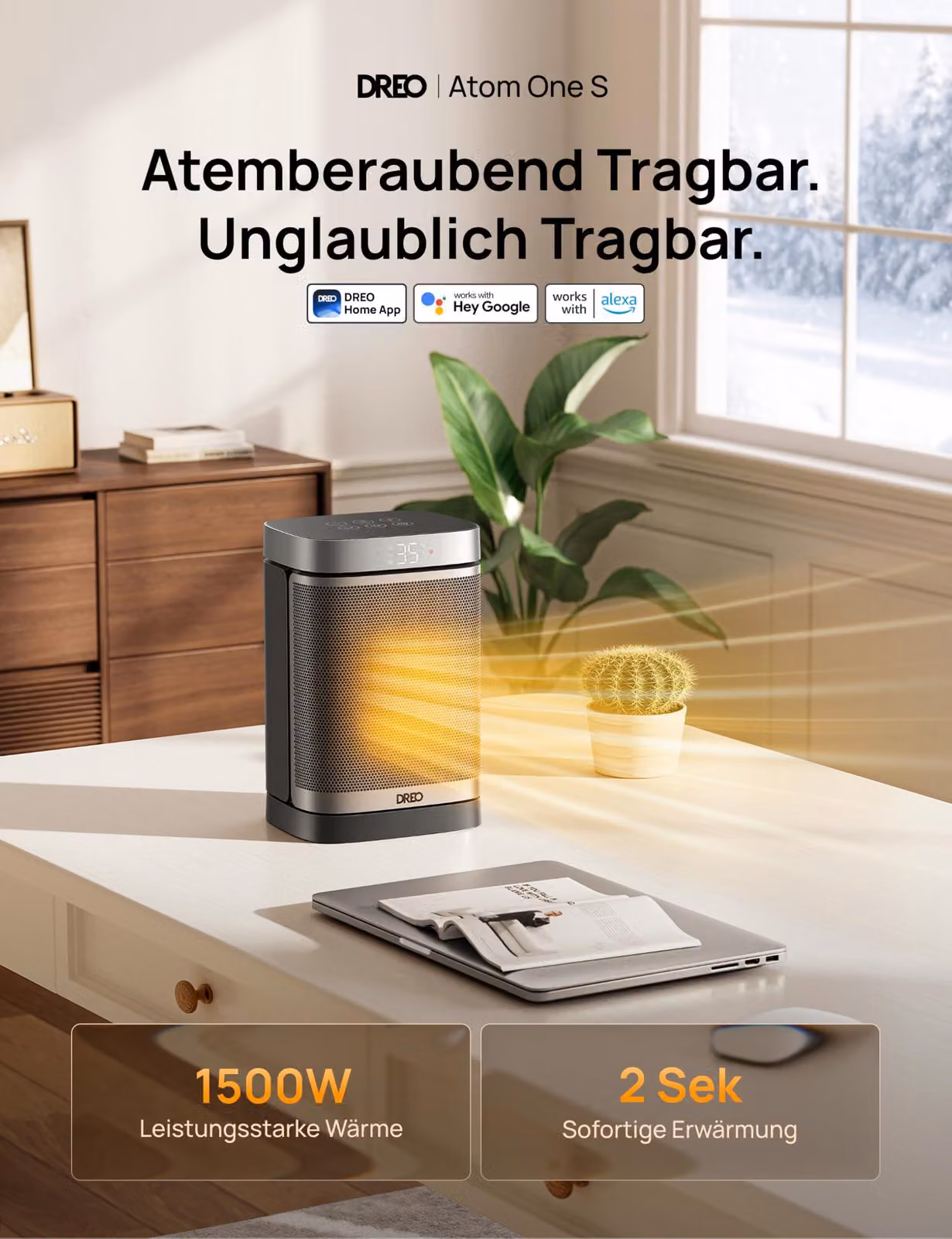 Termoventilatore Dreo con PTC da 1500W: calore efficiente per ogni ambiente
