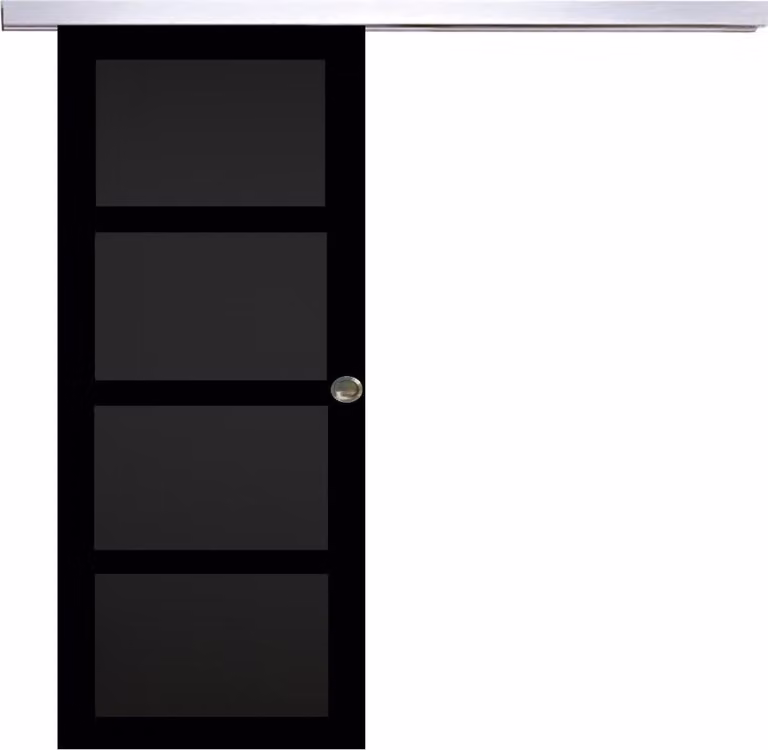 Porta scorrevole Telia nera a 4 pannelli H204 x L83 cm, binario in alluminio, gusci GD MENUISERIES