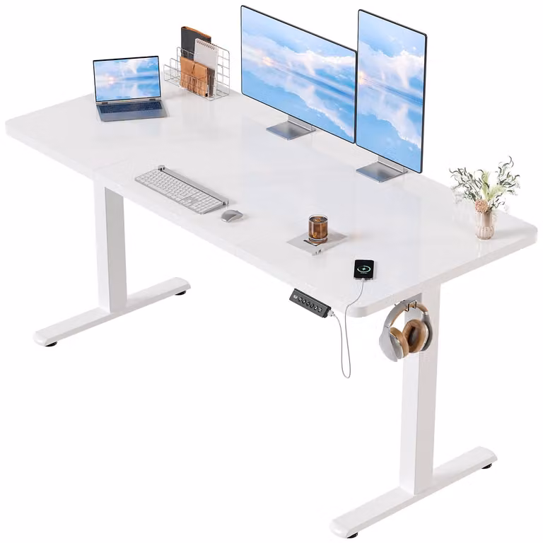 Scrivania regolabile in altezza, 140x60 cm - Regolazione elettrica - Struttura in acciaio