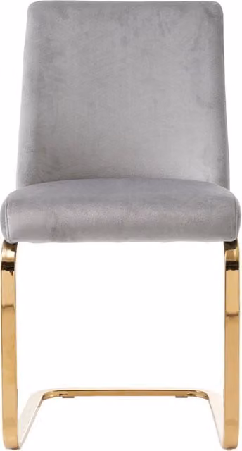 Set di 4 Sedie da Pranzo in Velluto Grigio con Gambe in Metallo Dorato e Schienale a Diamante