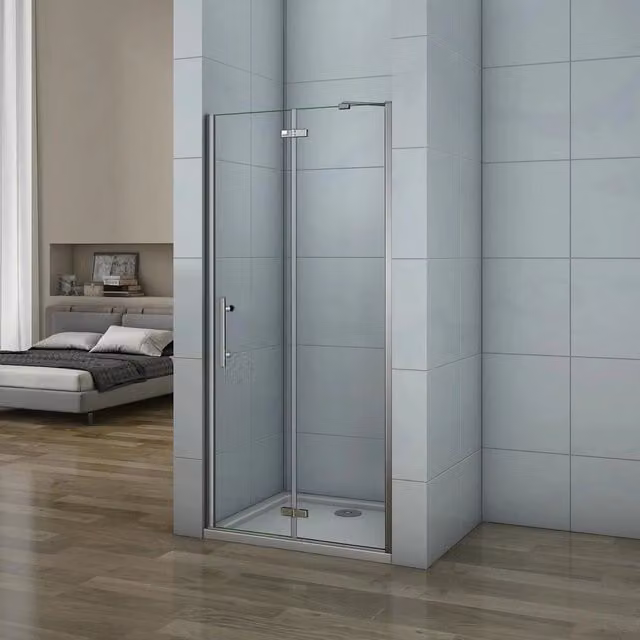 195 cm Porta Doccia per Nicchia Apertura Battente con Barra Stabilizzatrice Vetro 6 mm Temperato Trasparente Anticalcare Larga 100 cm