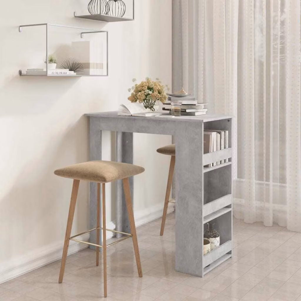 The Living Store Tavolo da bar con ripiano in cemento grigio 102x50x103,5 cm