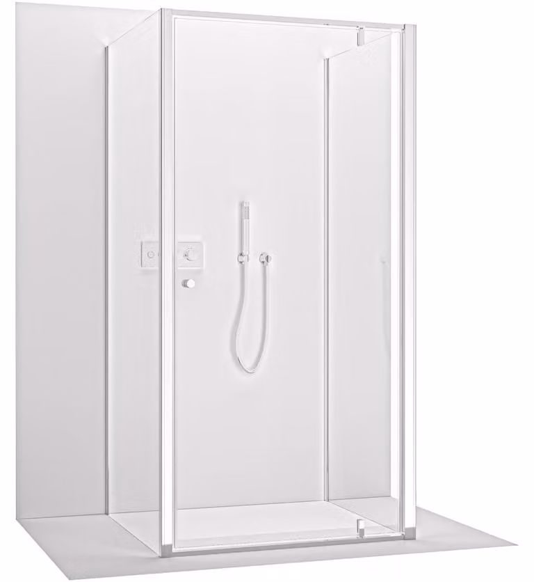 CERANO - Box doccia a tre pareti Ferri U L/P - 6 mm - cromato, vetro trasparente - 100x100x195 cm - con sistema pivot