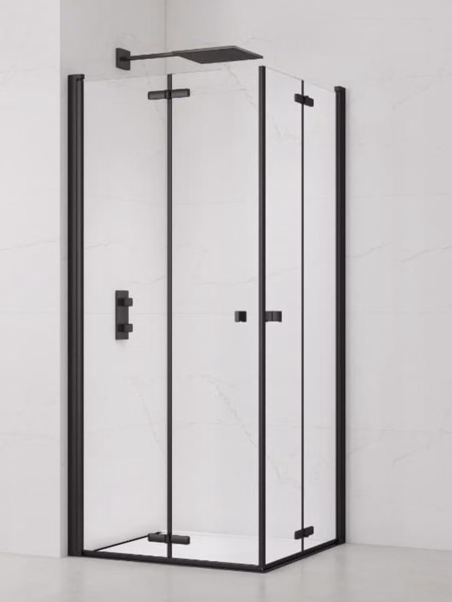 SAT cabina doccia quadrata 90 x 90 cm ingresso ad angolo doccia Easy-Clean, nero