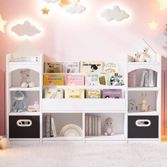 Libreria da parete per bambini WISHDOR, design moderno, bianco, in MDF