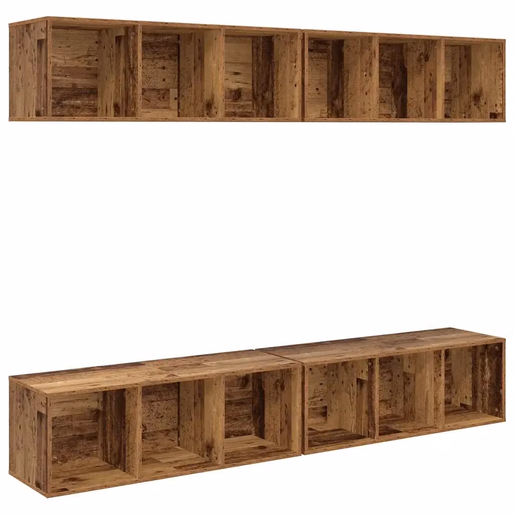Set mobile TV moderno vidaXL in 4 pezzi color marrone con finitura opaca, L/P/H: 37 x 37 x 107 cm – 2