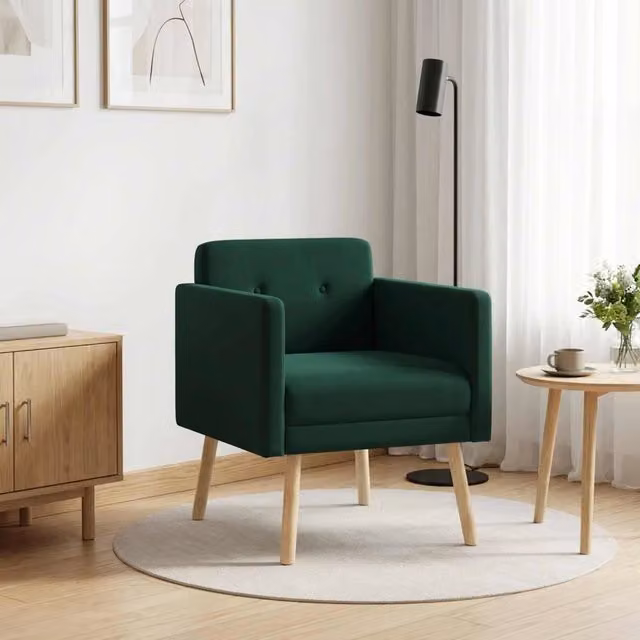 Poltrona moderna in velluto verde con braccioli vidaXL