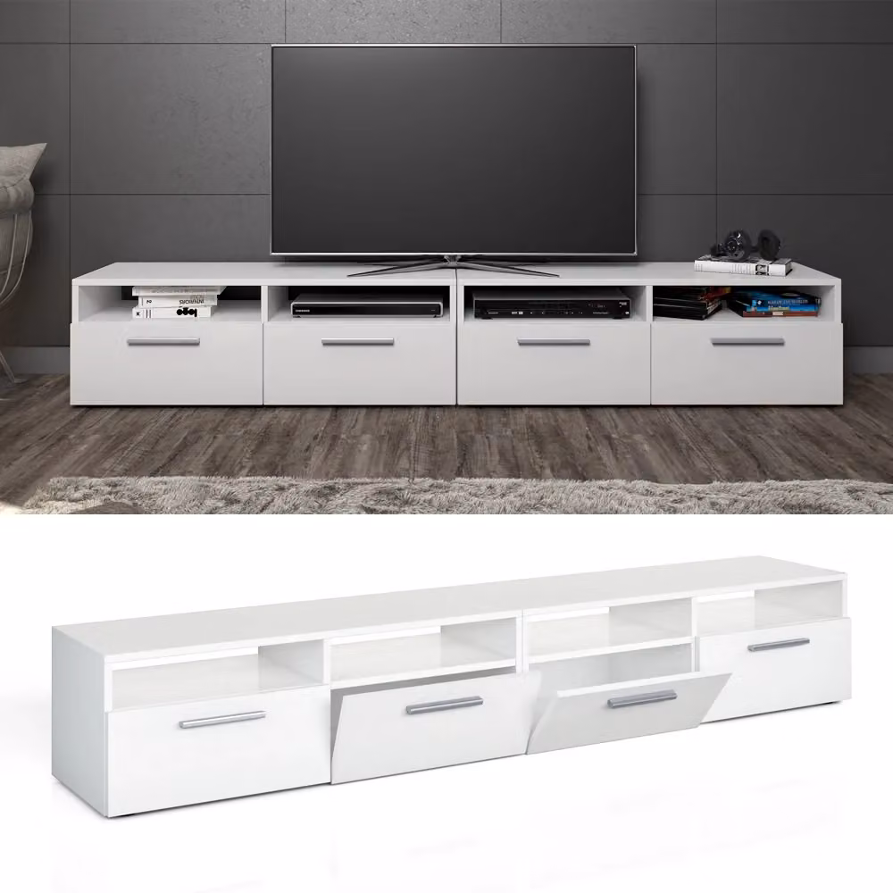 Mobile TV Diego Vicco Bianco Moderno L: 190 cm, P: 38 cm, H: 33,2 cm – 2