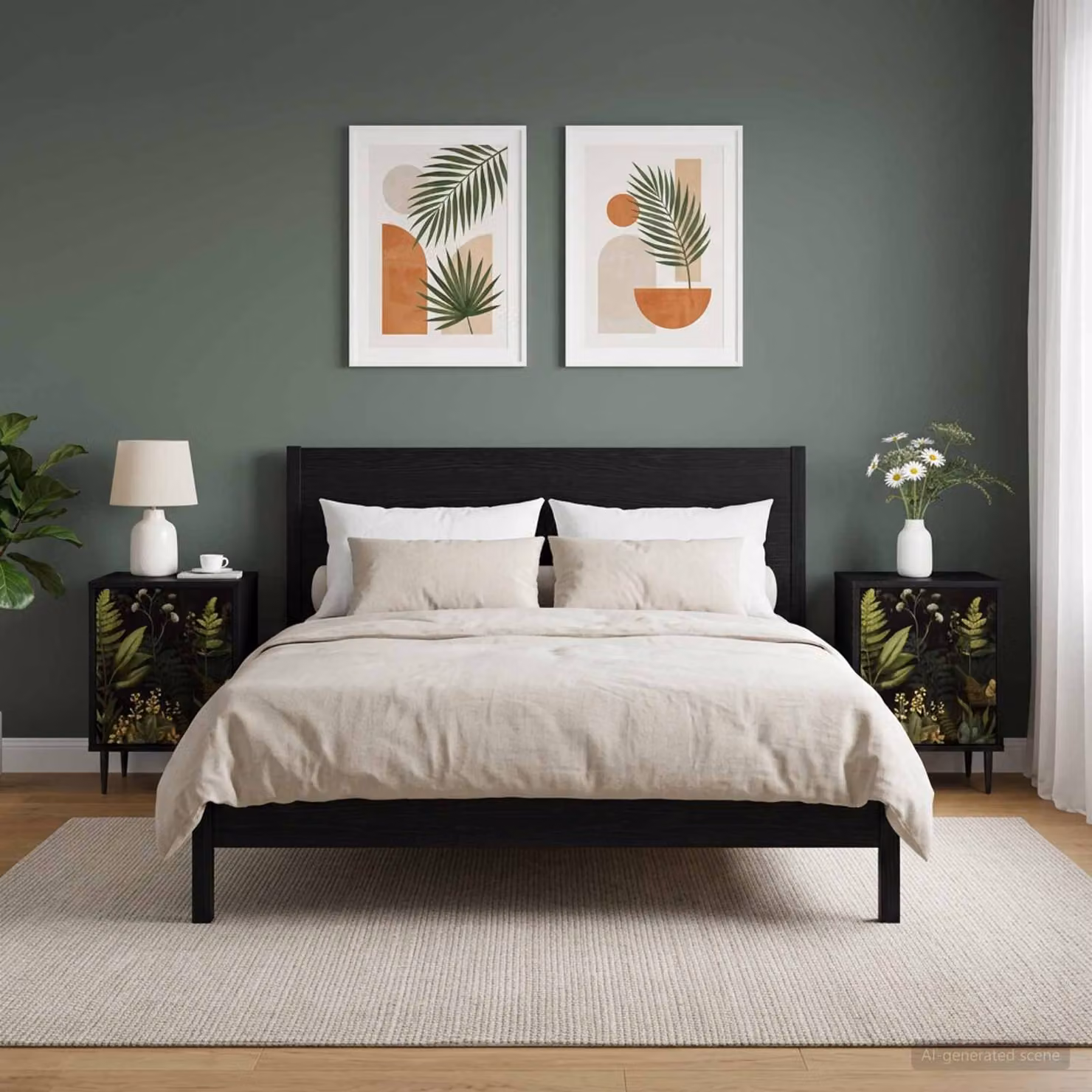 Set di 2 Armadi da Notte vidaXL RHENEN in Rovere Nero, L 36 cm x P 33 cm x H 51 cm