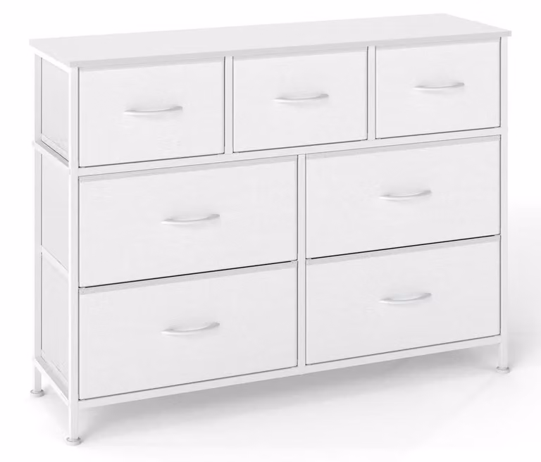 Comodino con 7 cassetti | Bianco | 98,8 x 30 x 73,7 cm
