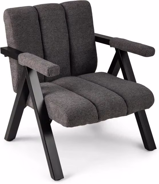 Poltrona lounge HELLOSHOP26 in stile mid-century con struttura in metallo e rivestimento in tessuto grigio e nero, L: 74 cm, P: 78,5 cm, H: 84 cm