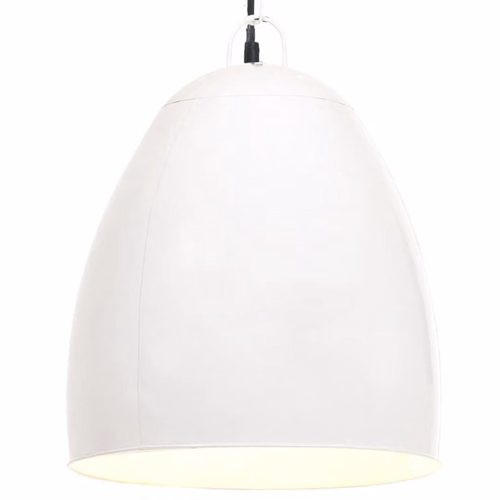 The Living Store Lampada a sospensione in stile industriale 25 W Bianco Rotondo 42 cm E27