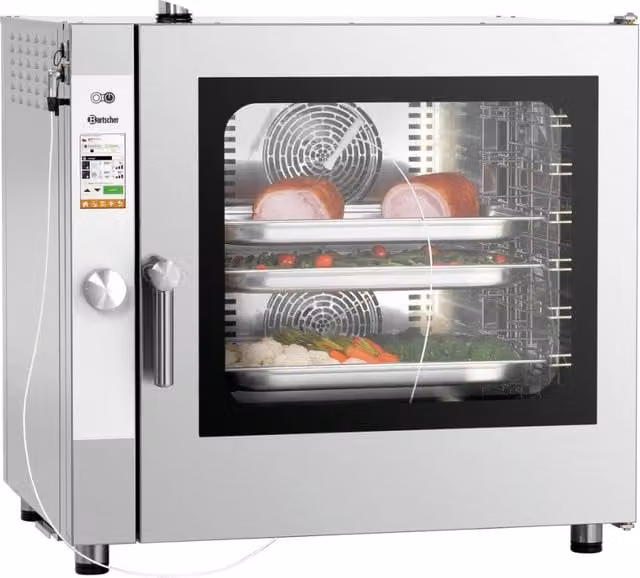 Forno combinato a vapore elettrico Bartscher Silversteam 7111DRS in acciaio inox color argento con display LED e illuminazione interna