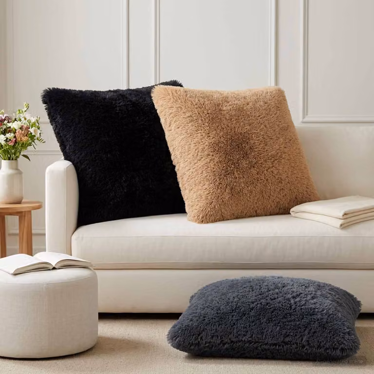 Set di 2 federe vidaXL HEERLEN in pile color tortora, L 65 cm x P 65 cm