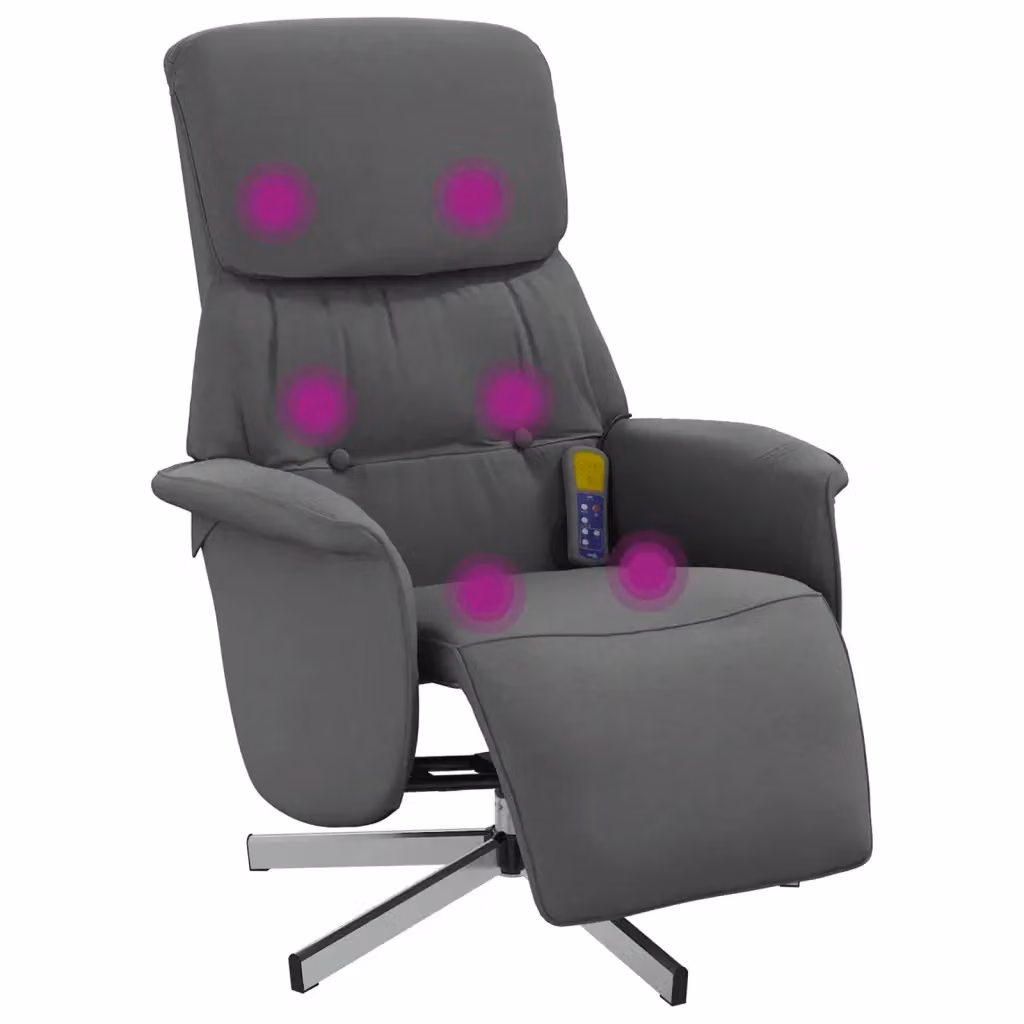 Poltrona relax reclinabile girevole a 360 gradi vidaXL in tessuto grigio con braccioli e imbottitura in schiuma – 2