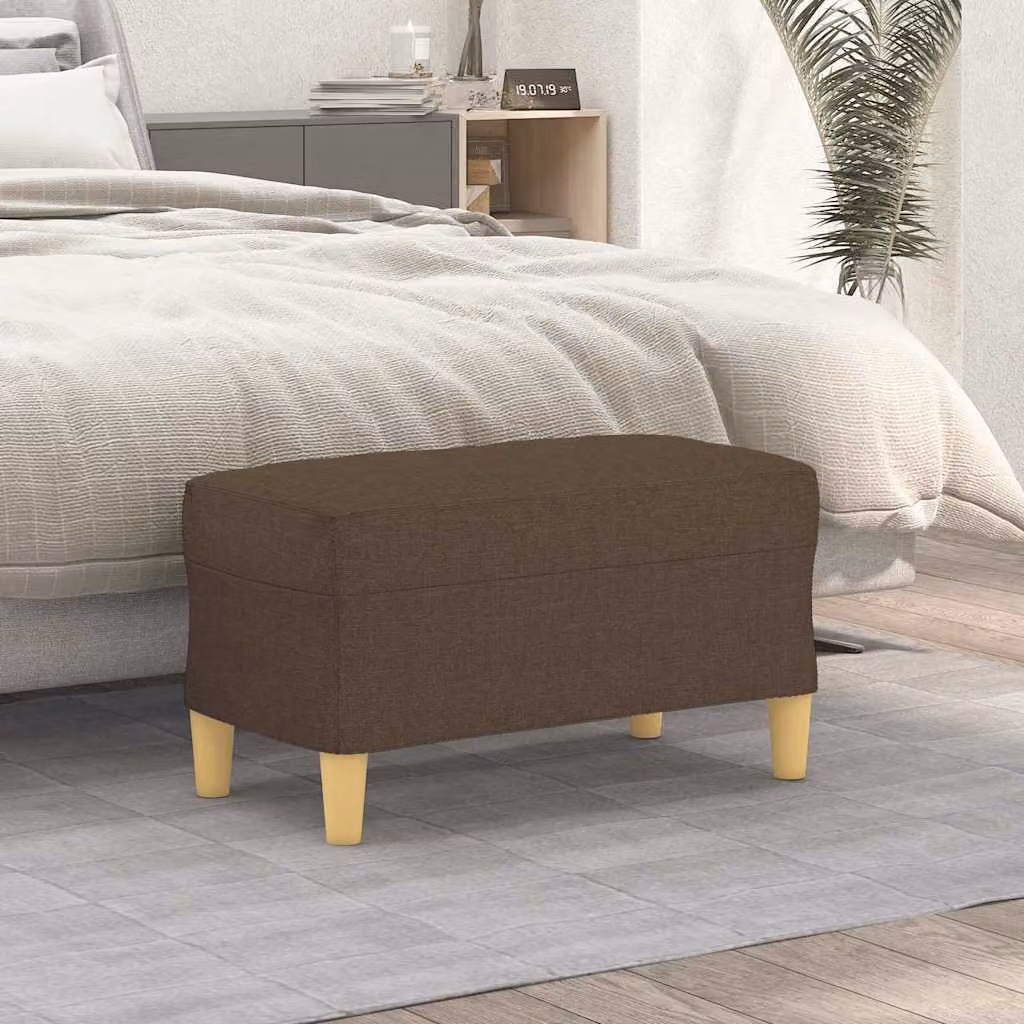 Panca moderna vidaXL in tessuto marrone e legno L: 70 cm, P: 35 cm, H: 41 cm
