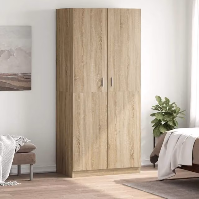 Armadio moderno vidaXL in legno rovere color marrone con ante a battente L/P/H: 90 x 52 x 200 cm