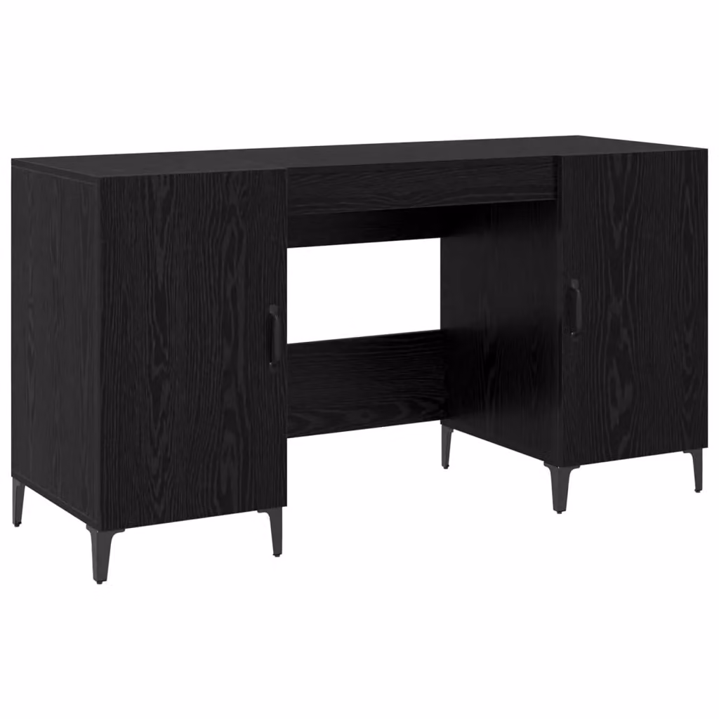 Scrivania da computer vidaXL in legno e metallo nero, L/P/H: 140 x 50 x 75 cm – 2