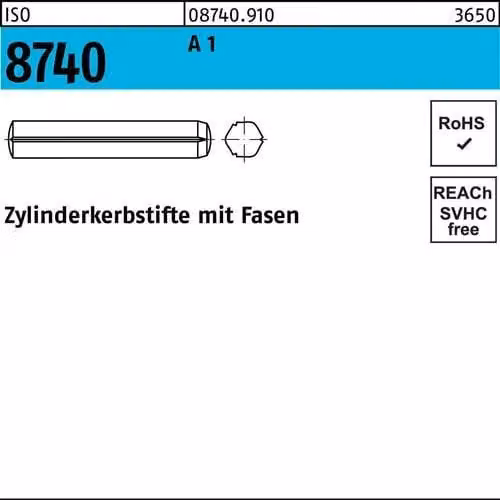 Spine cilindriche con smusso ISO 8740 1.4305 5 x 30 A 1 087409100050030 (100 pezzi)