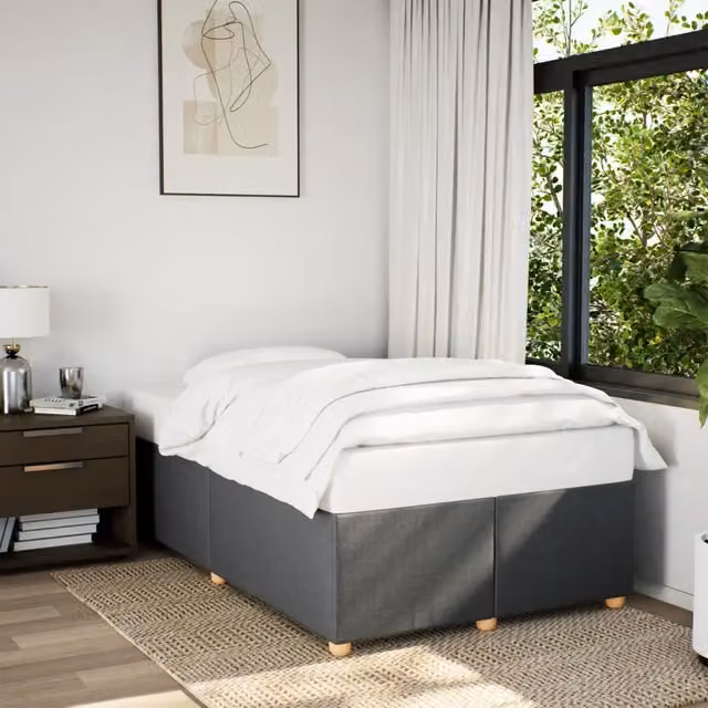 Giroletto vidaXL in tessuto grigio scuro con doghe in legno, L/P: 120 x 200 cm – 1