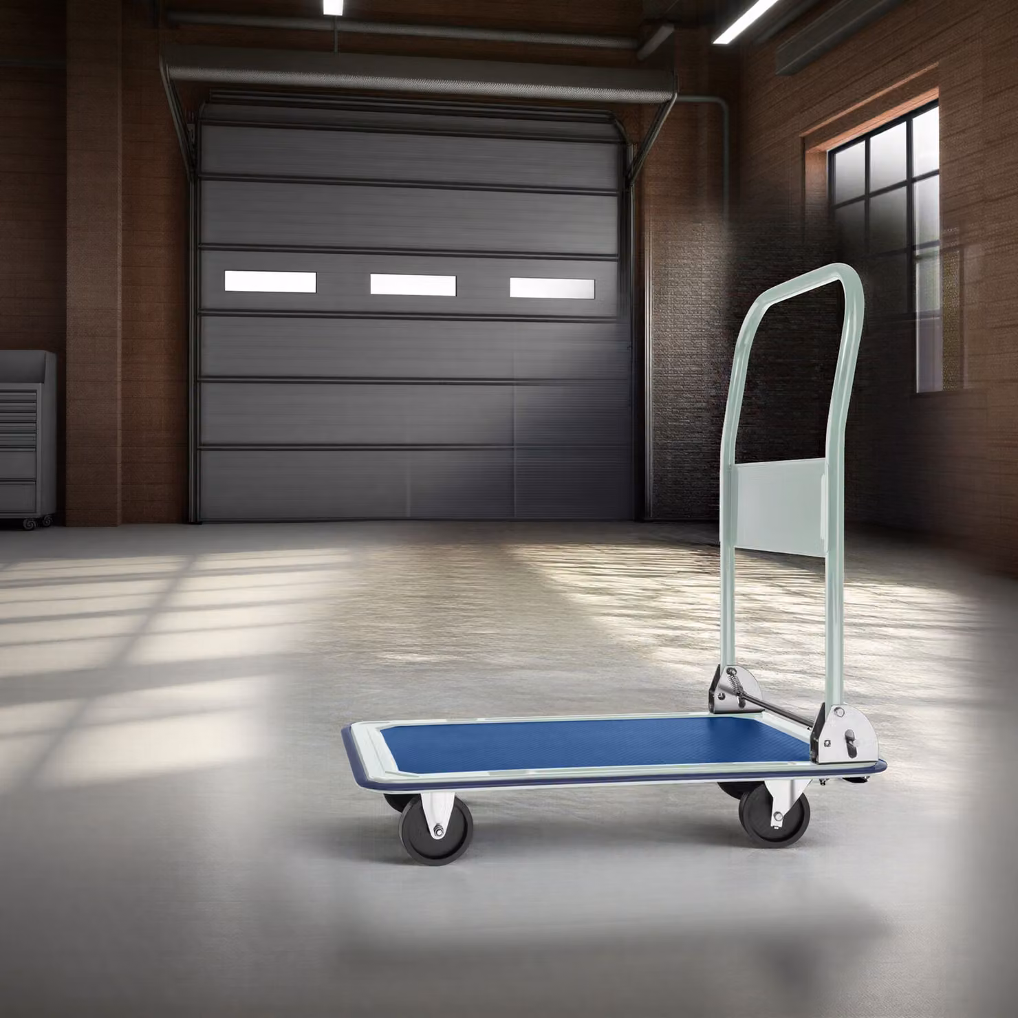 Carrello con pianale pieghevole tectake in acciaio bianco con portata massima 150 kg – 2