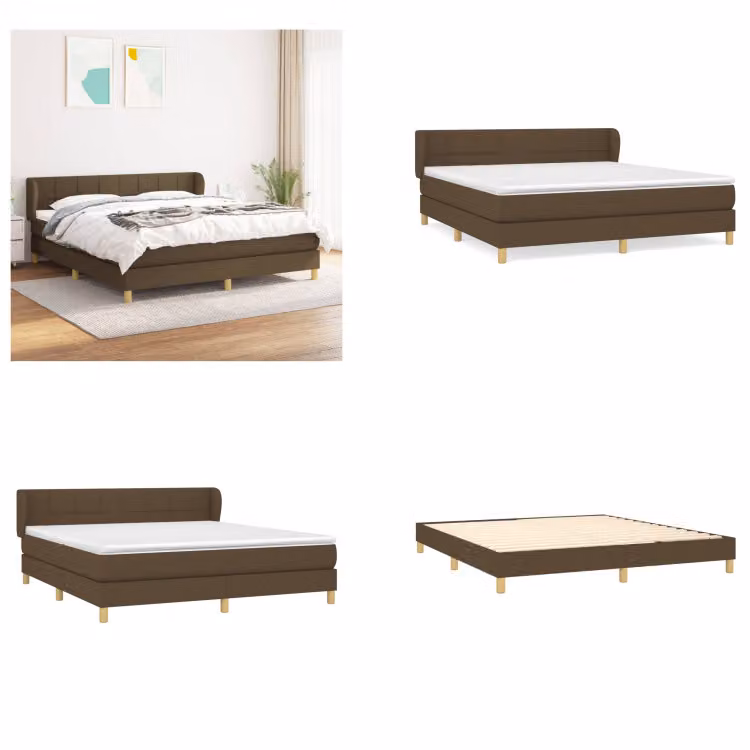vidaXL Letto a molle con materasso in tessuto marrone scuro 180x200 cm - Letto a molle - Boxspringbetten - Bett - Schlafzimmermöbel
