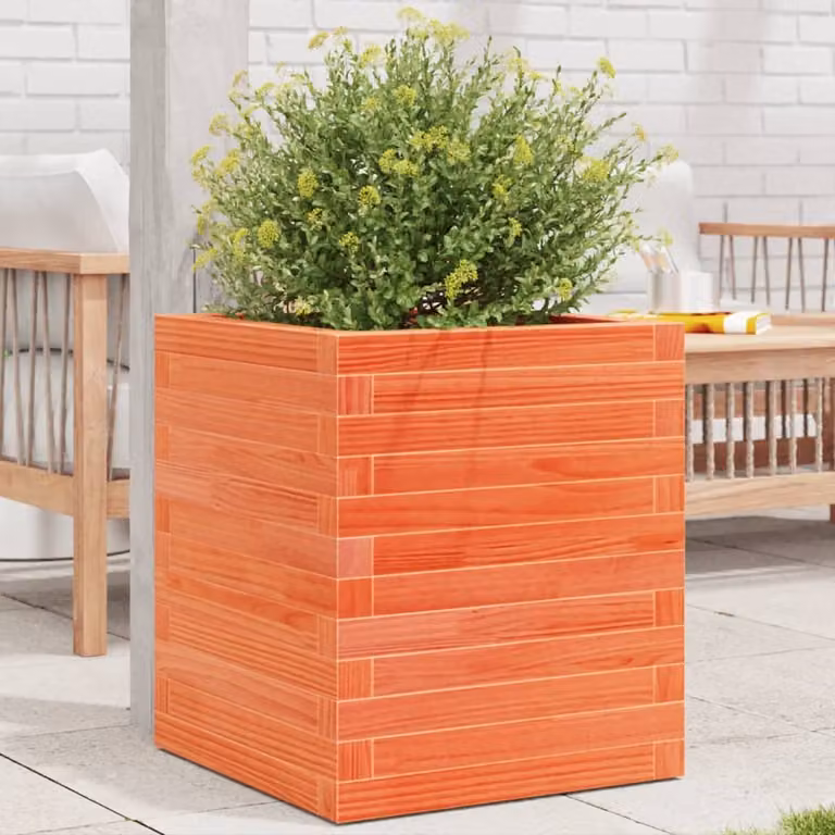 Fioriera da giardino vidaXL in legno di pino marrone, L 40 cm x P 40 cm x H 46 cm